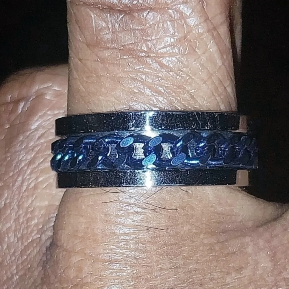 Mens Stainless  steel Fridget Spinner Ring